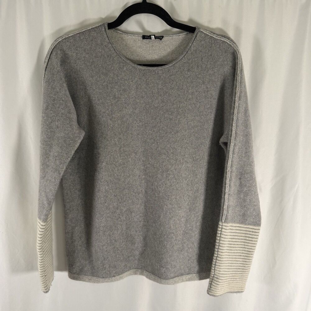 Eileen Fisher Cashmere Wool Sweater Women's XXS Grey Long Sleeve Round Neck